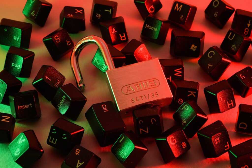 padlock with keys from a keyboard