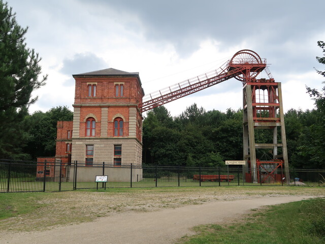 Winding house and headstocks at Bestwood Colliery, Notts