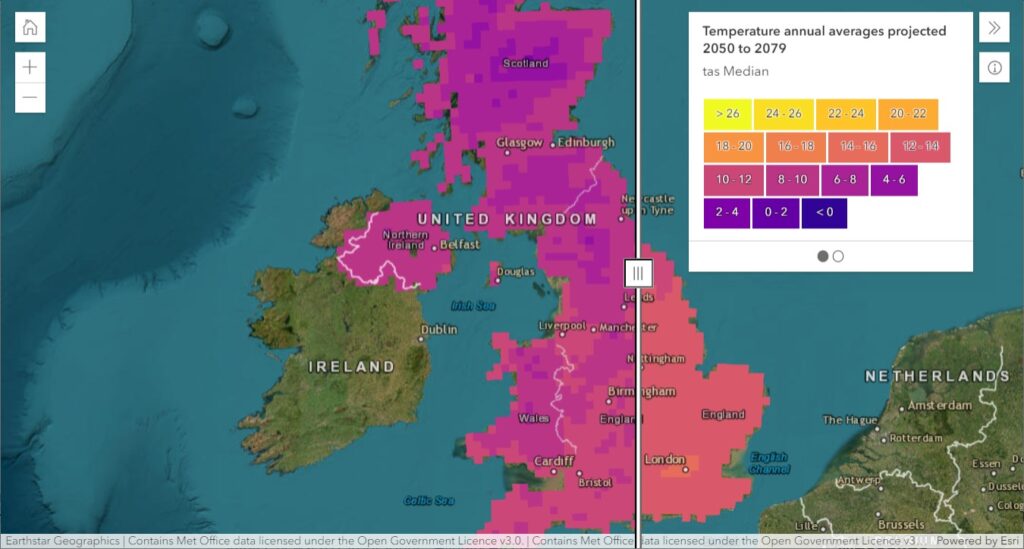 Sample screen from Met Office Climate Data Portal