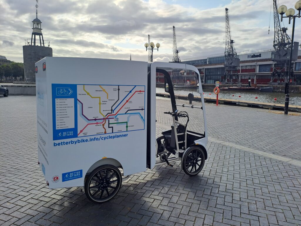 Promotion for the e-cargo bike trial, photo courtesy of Bristol City Council