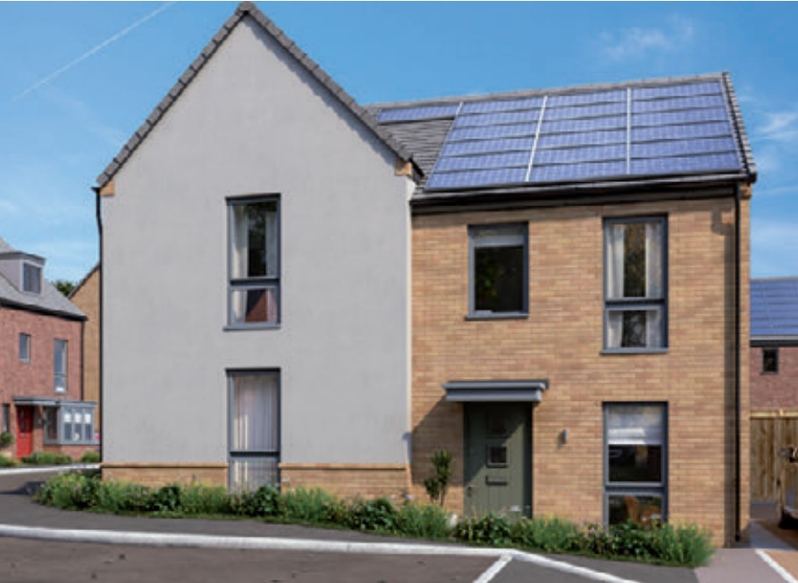 A new house with solar panels at the development in Southwater Way