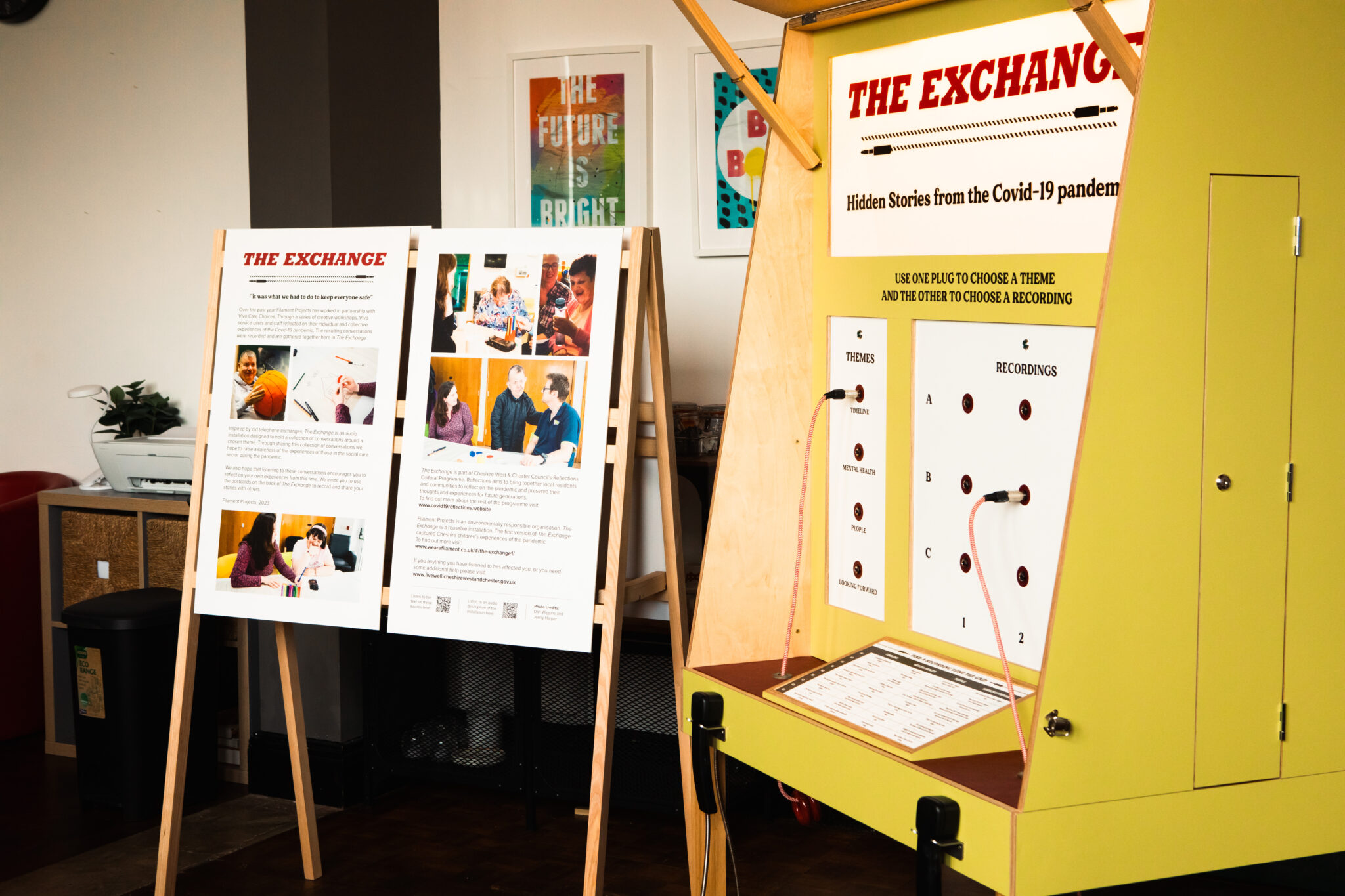 The Exchange listening booth and display