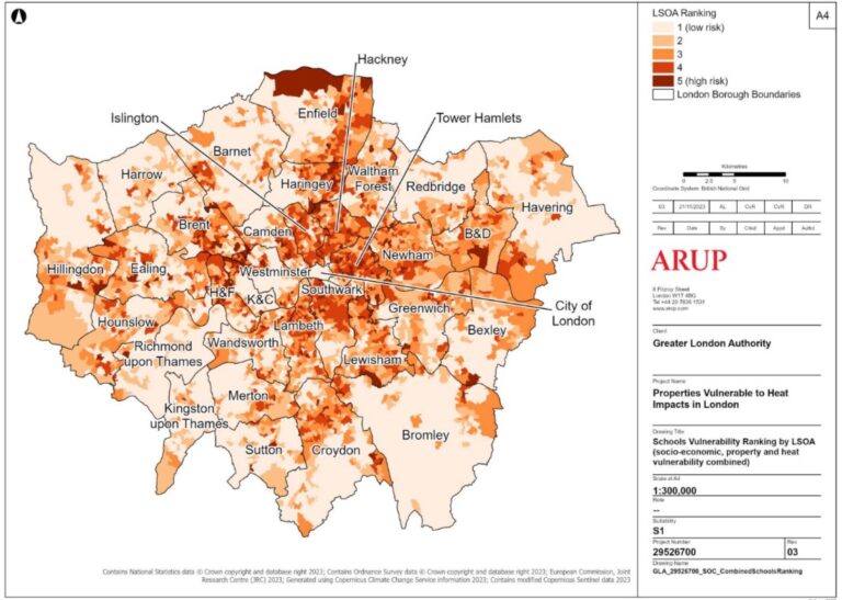 Heat risk map of London, courtesy of Arup
