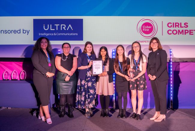 Some of the winners at the CyberFirst Girls award ceremony held in Oxford, photo courtesy of National Cyber Security Centre