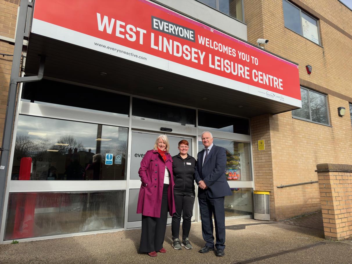 Cllr Lesley Rollings (left) and Cllr Trevor Young (right) at West Lindsey Leisure Centre, photo courtesy of West Lindsey District Council