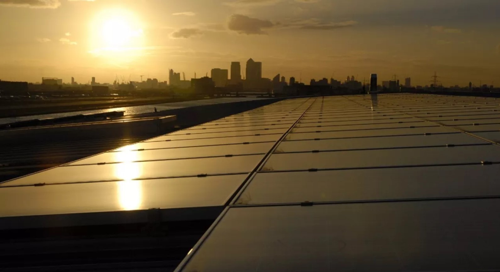 Solar panels on the roof of University of East London building