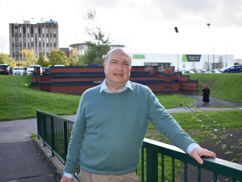 Cllr Andy Mackiewicz on the bridge over Kingshurst Brook in Chelmsley Wood, image courtesy Solihull Metropolitan Borough Council