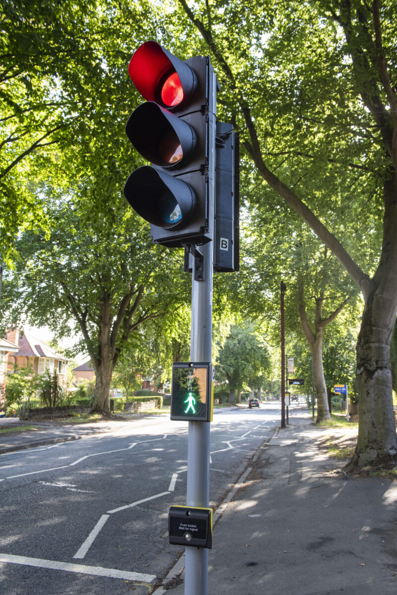 Traffic light with new LED lights in Nottingham, photo courtesy of Transport Nottingham / Nottingham City Council