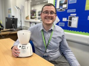 Robots sit in for children unable to attend classes at Oldham school 