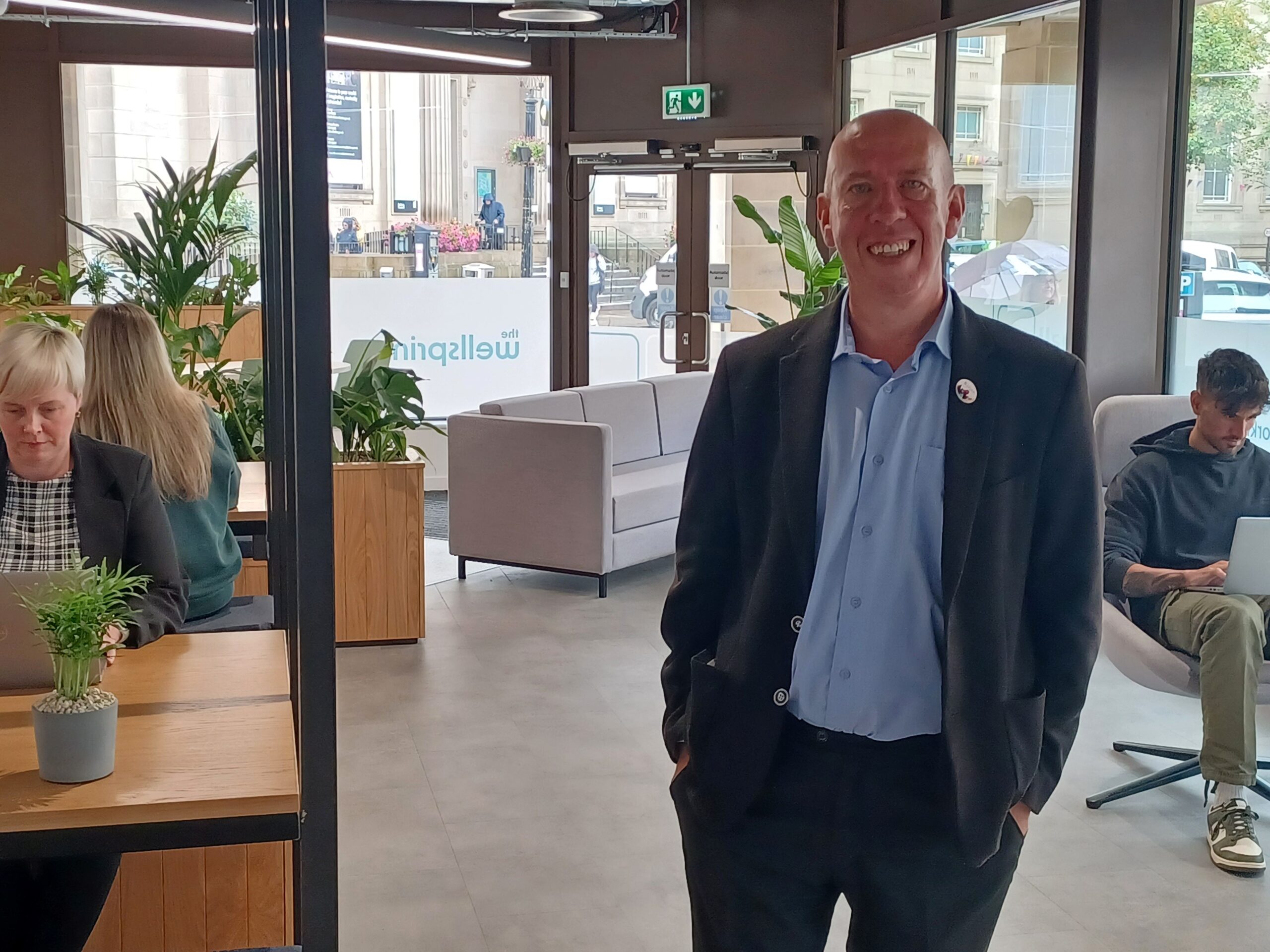 Cllr Nick Peel at the new Wellsprings innovation hub in Bolton, photo courtesy of Bolton Council