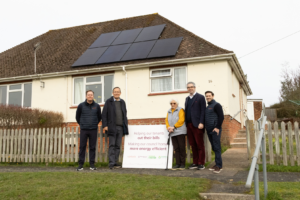 Founder and Sales Director at UPOWA James Bull, Leader of Winchester City Council Cllr Martin Tod, Sylvia Robinson, Cabinet Member for Good Homes Cllr Mark Reach, UPOWA Head of Brand & Marketing Jonny Brady; photo courtesy of Winchester City Council